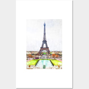 Eiffel Tower Water Pond. For Eiffel Tower & Paris Lovers. Posters and Art